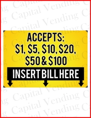 "Accepts $1-$100" Mars AE 28xx Series Validator Label