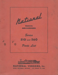 National Vendors Series 510 and 600 Parts List (37 Pages)