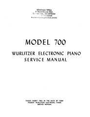 Wurlitzer Electronic Piano Model 700 Service Manual (34 Pages)